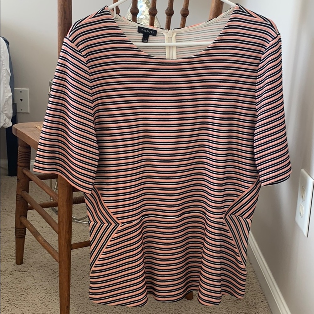 Peach and black tailored blouse
